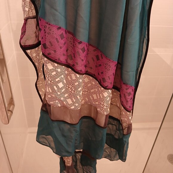 BCBG Runway Silk Colorblock Dress - Picture 4 of 9